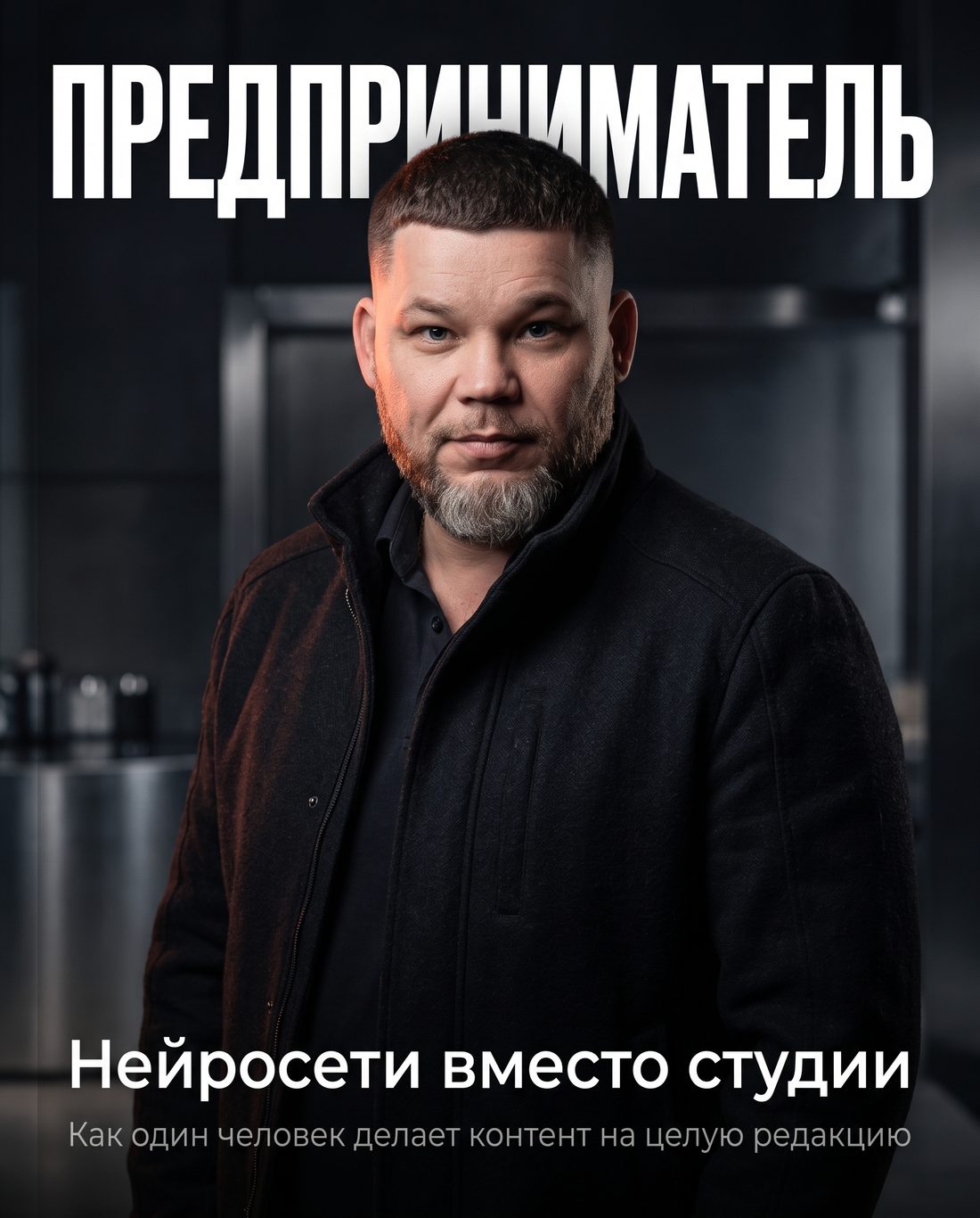 Обложка журнала с человеком по фото, сделанная в Nano Banana 2.1: заголовок и подзаголовок написаны без ошибок
